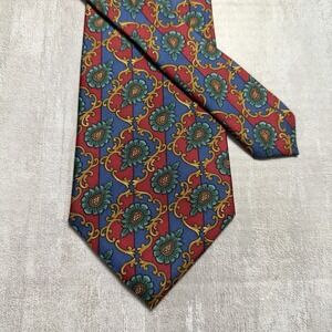 Christian Dior Tie Mens Monsieur Paisley All Silk Necktie 57.5" USA Red Blue